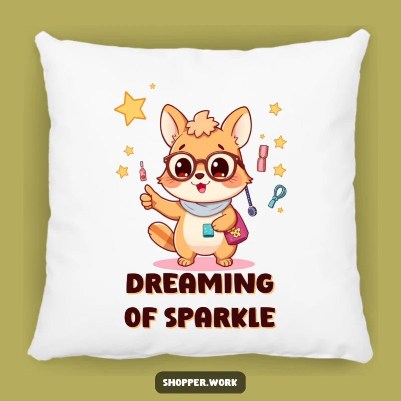 Funny Accessory Enthusiast Pillow: Animal Pointing at Dazzling Display