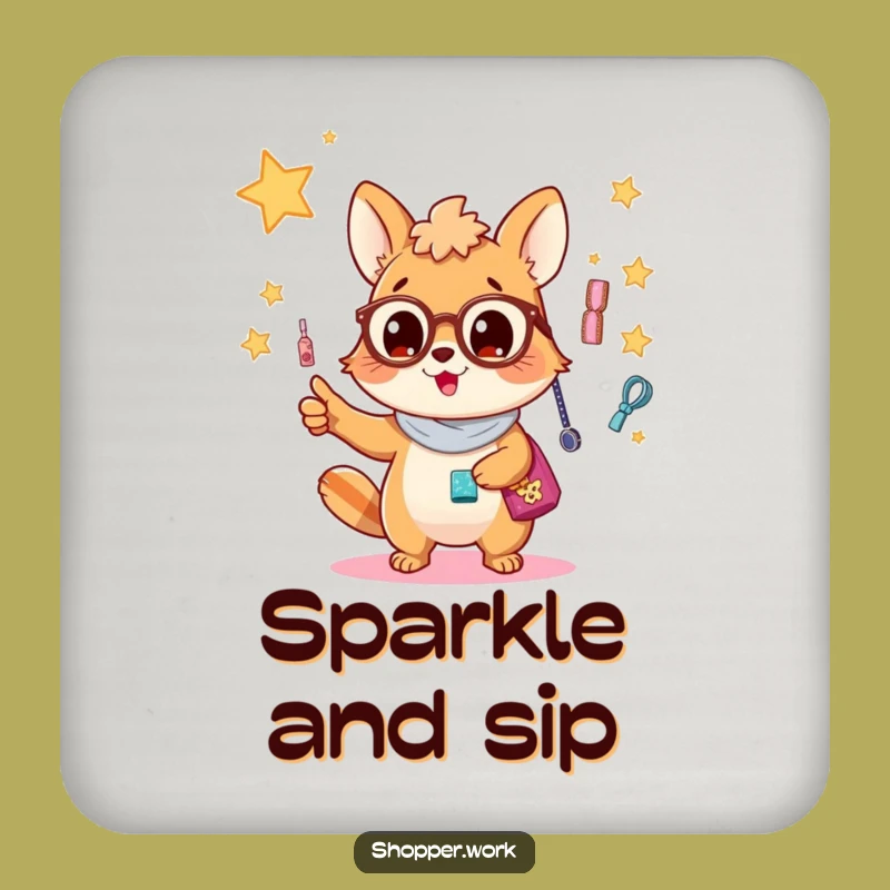 Funny Accessory Enthusiast Coaster: Animal Pointing at Dazzling Display