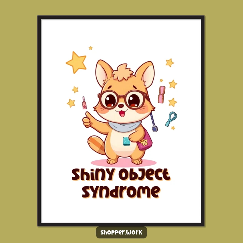 Funny Accessory Enthusiast Poster: Animal Pointing at Sparkles Art Print