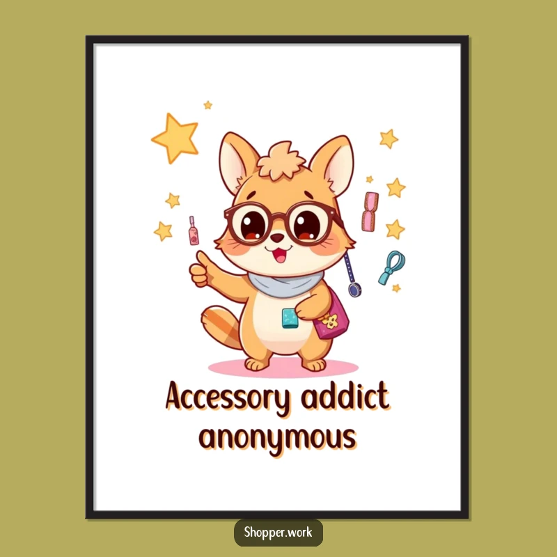 Free Printable Wall Art: Accessory Animal Excitement, Funny Downloadable Decor for Glam Spaces