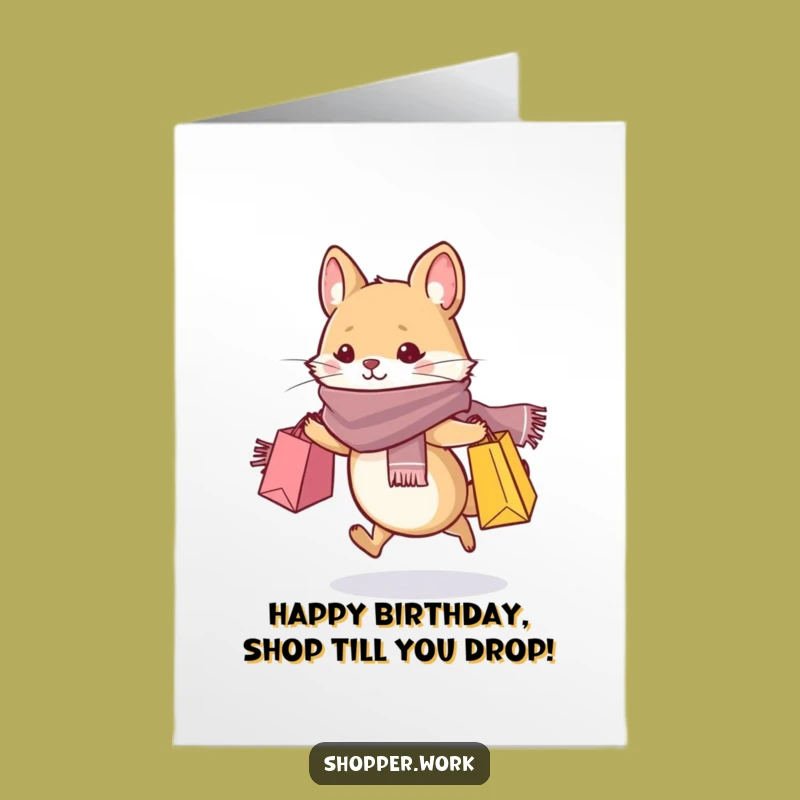 Free Printable Birthday Card: Chic Animal Shopping, Funny Downloadable Gift for Fashion Lovers