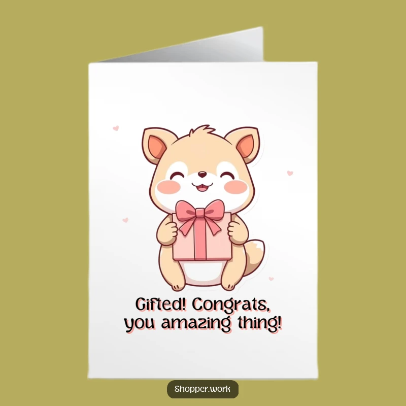 Free Printable Congrats Card: Joyful Gifter Animal, Funny Downloadable Gift for Triumphs