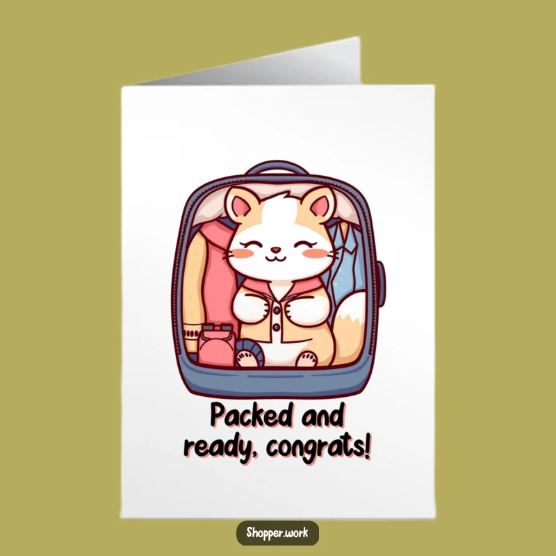 Free Printable Congrats Card: Organized Traveler Animal, Funny Downloadable Gift for Journeys