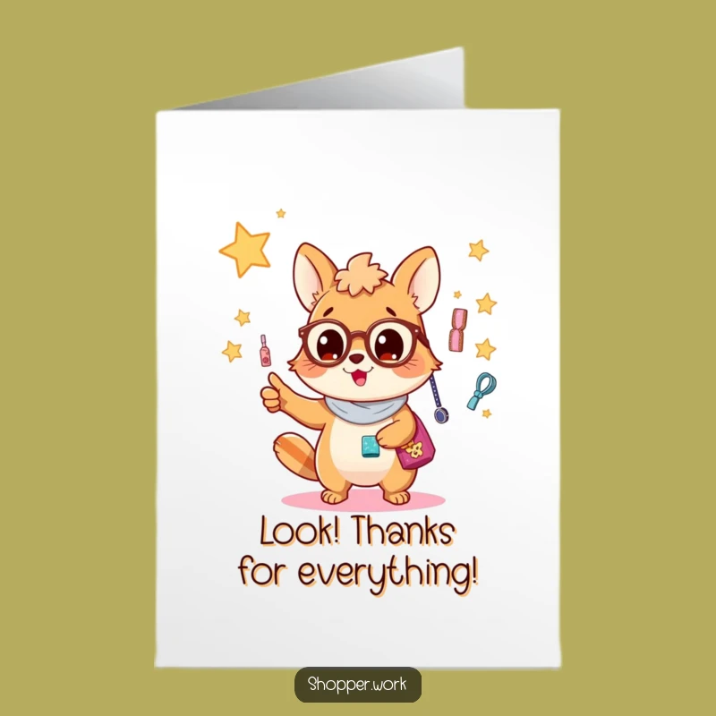 Free Printable Thank You Card: Accessory Lover Animal, Funny Downloadable Gift for Appreciation