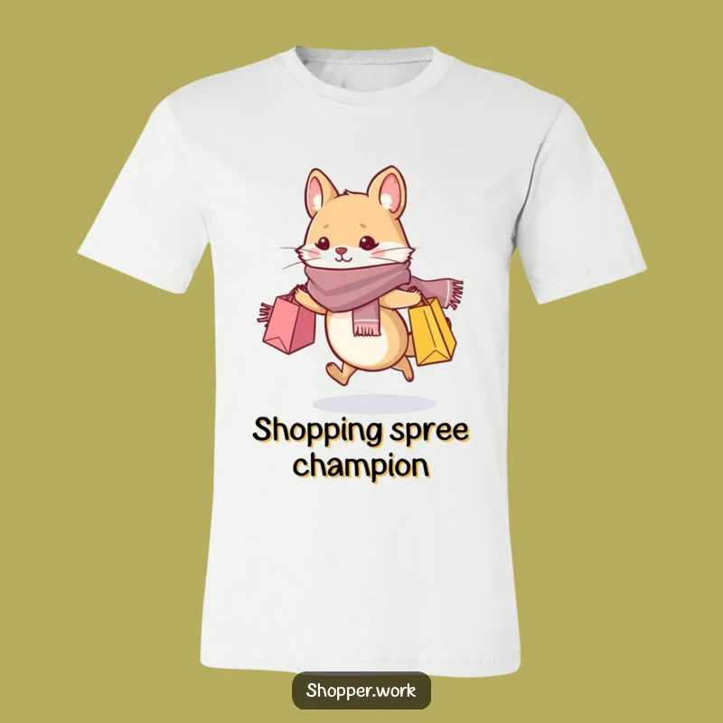 Funny Fashionista Mouse T-Shirt: Stylish Animal Dashing with Bags, Great Funny Gift