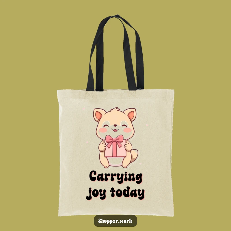Funny Gift Giver Animal Tote Bag: Happy Animal Presents Gift