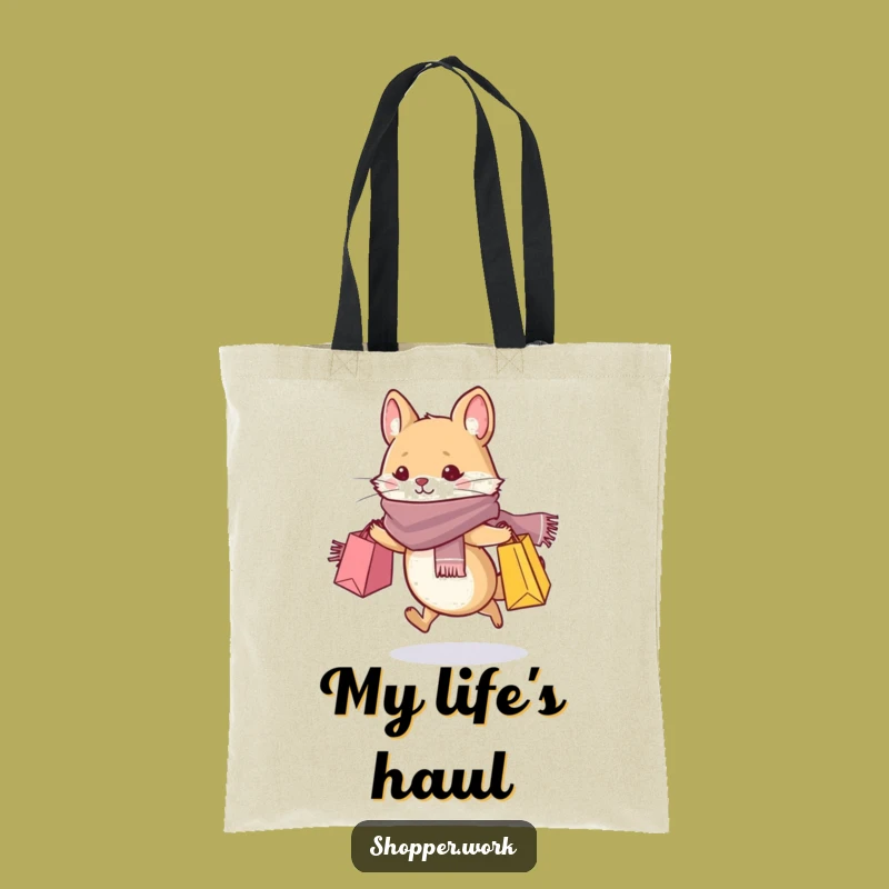 Funny Fashionista Mouse Tote Bag: Stylish Animal Dashing with Shopping Bags
